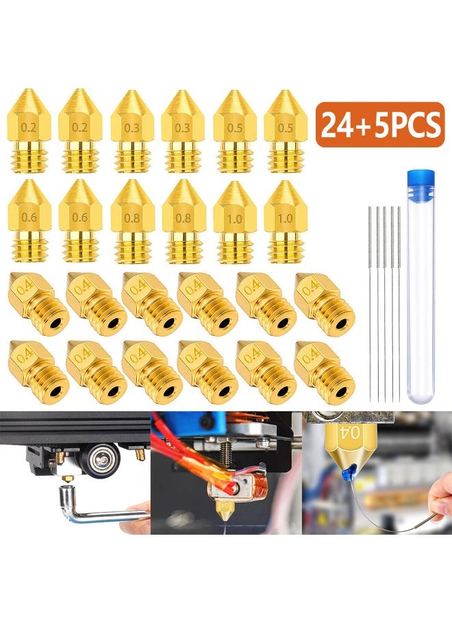 24PCS 3D Printer Nozzles, Extruder MK8 Nozzle Hardened Steel, Brass High Temperature Resistant Nozzle with Nozzle Cleaning Needles for Creality Ender 3/3 Pro/3 V2, Ender 5/5 Pro, CR-10/10S - Image 5