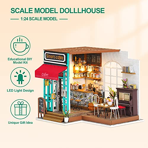 Rowood Miniature Dollhouse Kit, 1:24 Scale DIY Miniature House Kit for Adults, Mini House Crafts for Adults,Birthday for Age14+ - Simon's Coffee - Image 3