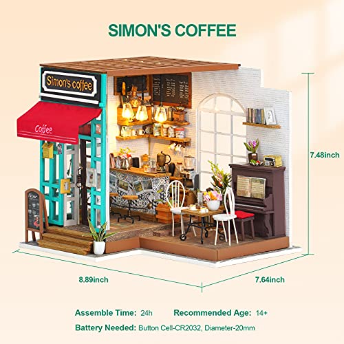 Rowood Miniature Dollhouse Kit, 1:24 Scale DIY Miniature House Kit for Adults, Mini House Crafts for Adults,Birthday for Age14+ - Simon's Coffee - Image 5
