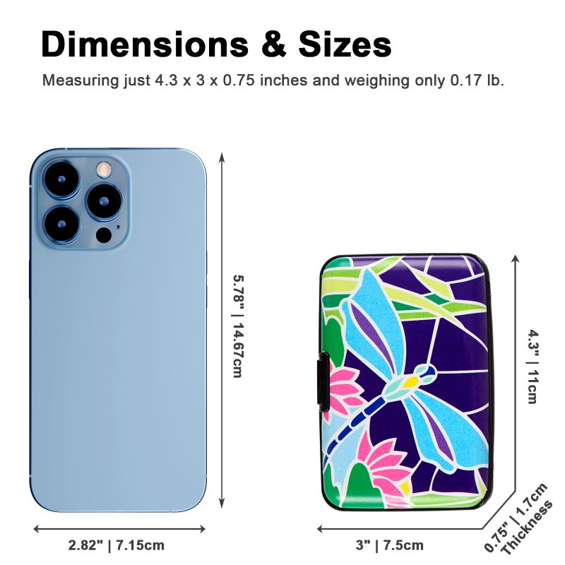 Kaabao Credit Card Holder for Women Men Small RFID Blocking Wallet Business Metal Slim Mini Aluminum Hard Case Gift (Dragonfly Flower) - Image 5