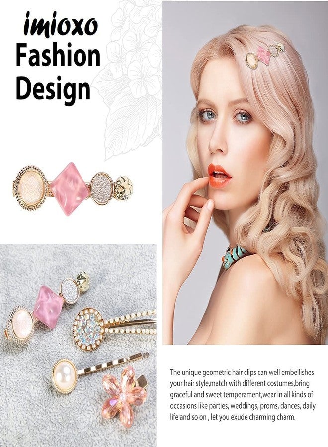 imioxo Metal Hair Clips Barrettes Pins for Women Geometric Shape Hairpin Korean Clips Hair Clip Clamps,Pearl Metal Clips, Combo Pack of 5 Design for Girls (dual star)) - Image 5