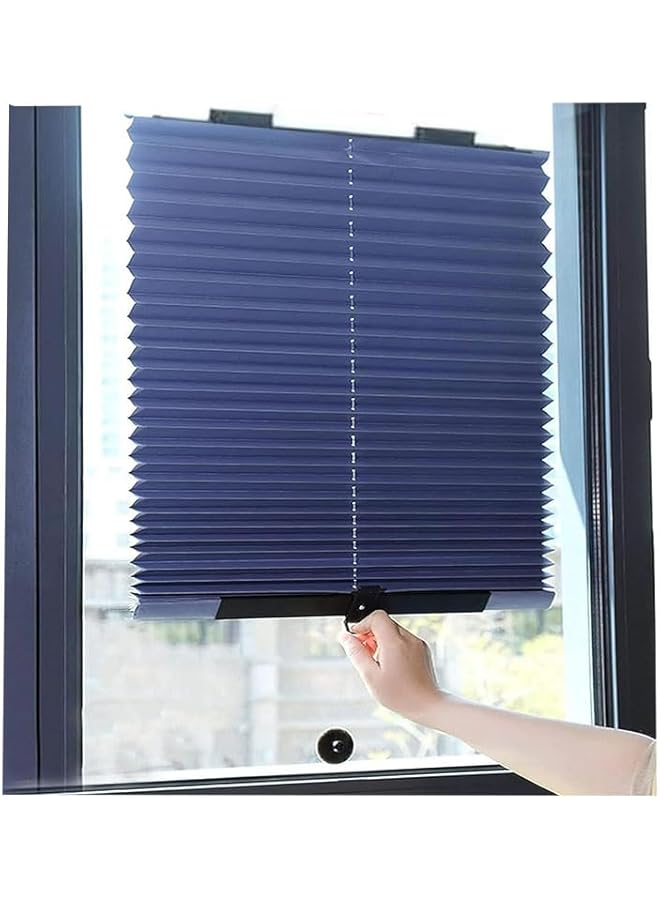 The Bros Suction Cup Pleated Roller Blind,Punch-Free Retractable Sunshade Window Blind,Blackout Curtain Door Drape,Privacy Screen/Sun Protection,for Kitchen Bathroom Office Car (65W x 140H) - Image 1