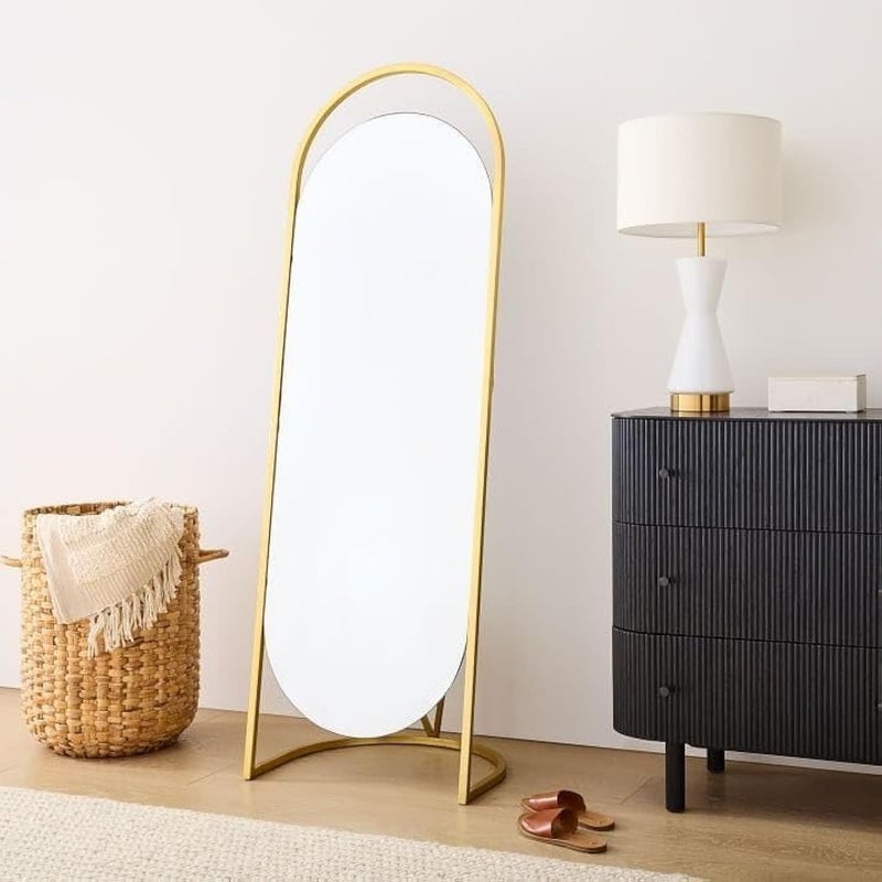 Full Length Mirror – Gold Frame – Large Floor Standing or Wall Mounted Dressing Mirror for Bedroom, Living Room, Hallway, or Closet – Modern Decorative Full Body Mirror for Home Décor & Daily Use
