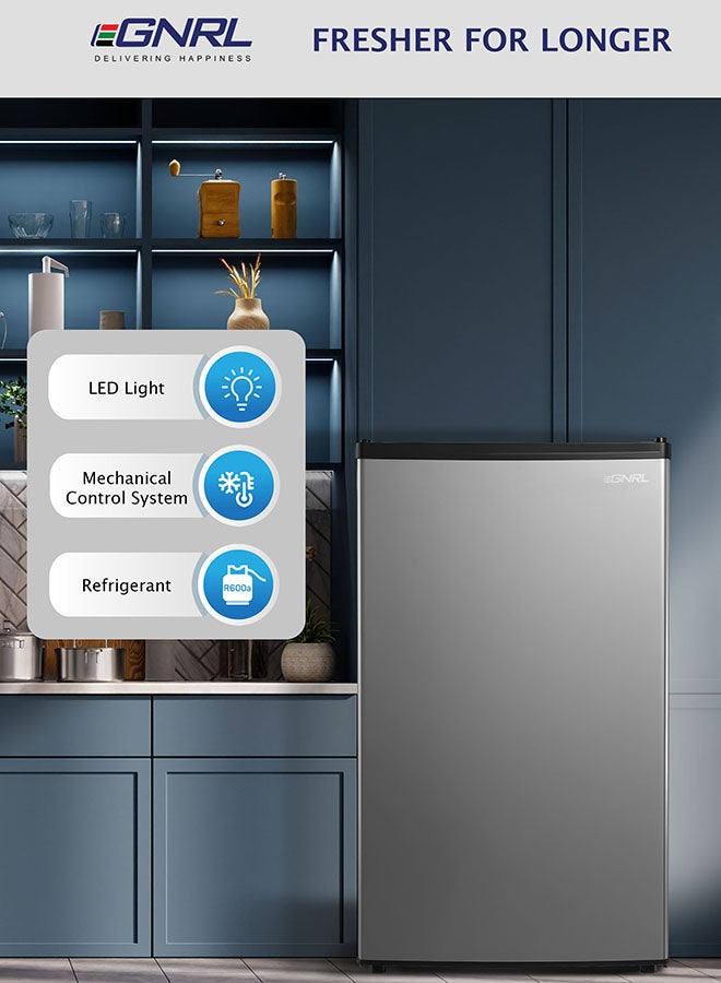 EGNRL 140L Gross/83L Net Capacity, Single Door Refrigerator, EGR140S | Fast Cooling, Energy Saving & Low Noise |Recessed Handle, R600A, Inside Condenser, Dark Silver Color, One Year Warranty - Image 5