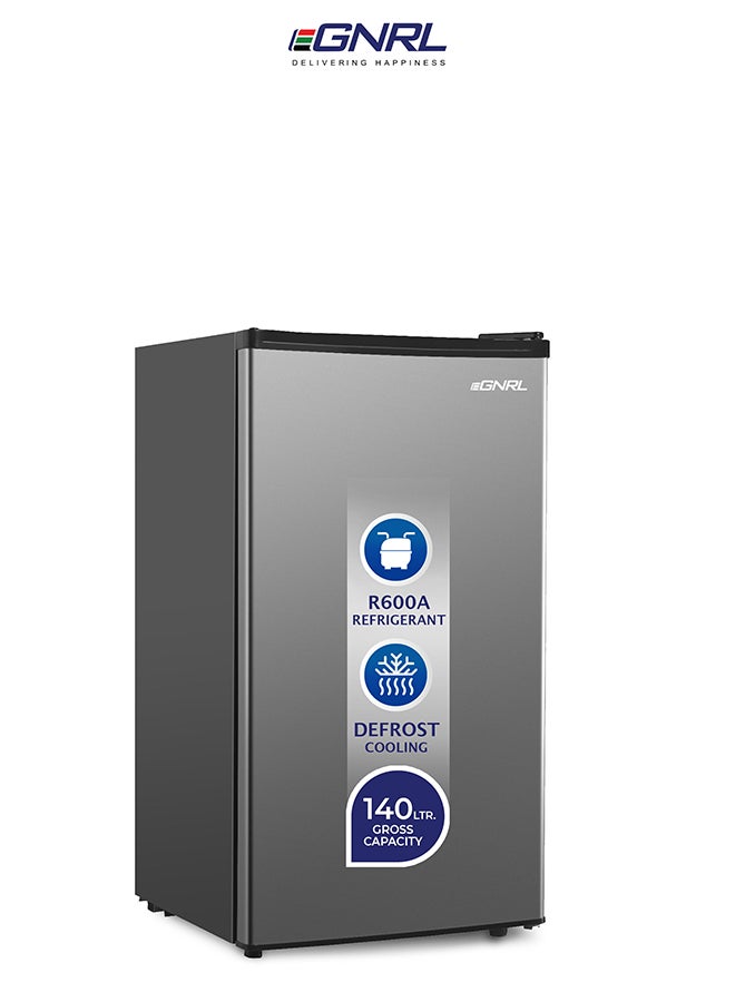 EGNRL 140L Gross/83L Net Capacity, Single Door Refrigerator, EGR140S | Fast Cooling, Energy Saving & Low Noise |Recessed Handle, R600A, Inside Condenser, Dark Silver Color, One Year Warranty - Image 1