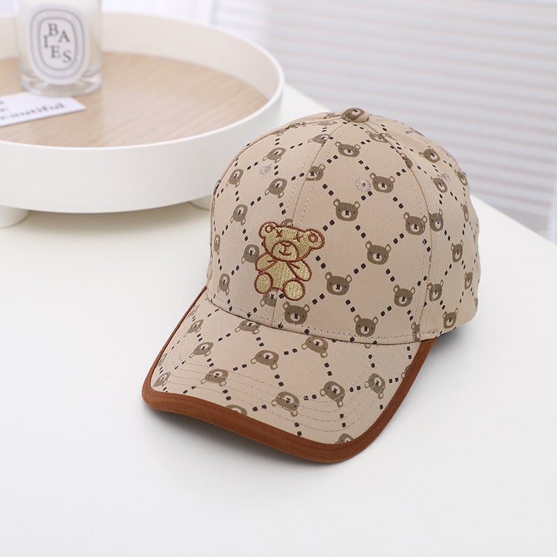 Spring and Summer male and female baby sun hat boys and girls embroidered bear baseball cap Korean handsome children sun hat White - Image 2