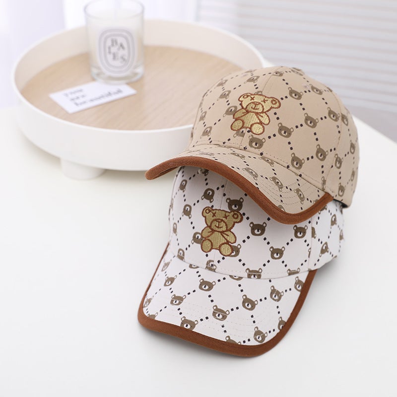 Spring and Summer male and female baby sun hat boys and girls embroidered bear baseball cap Korean handsome children sun hat White - Image 4