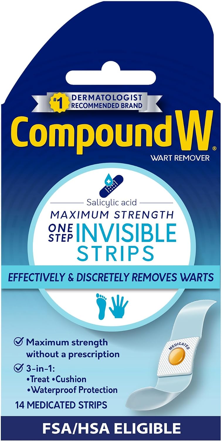 Compound W Maximum Strength One Step Invisible Wart Remover Strips, 14 CT - Image 1