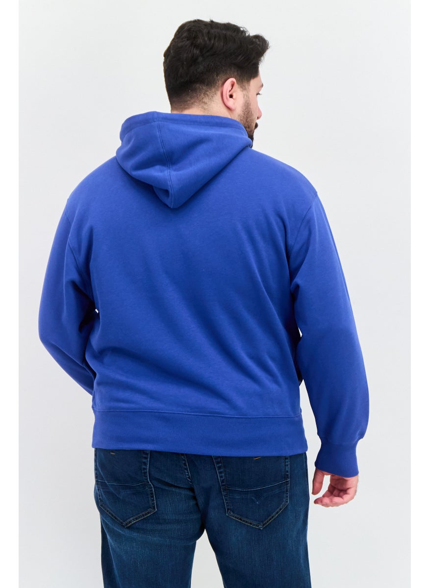 ESPRIT - Men Hood Neck Brand Logo Long Sleeves Hoodie, Blue - Image 1