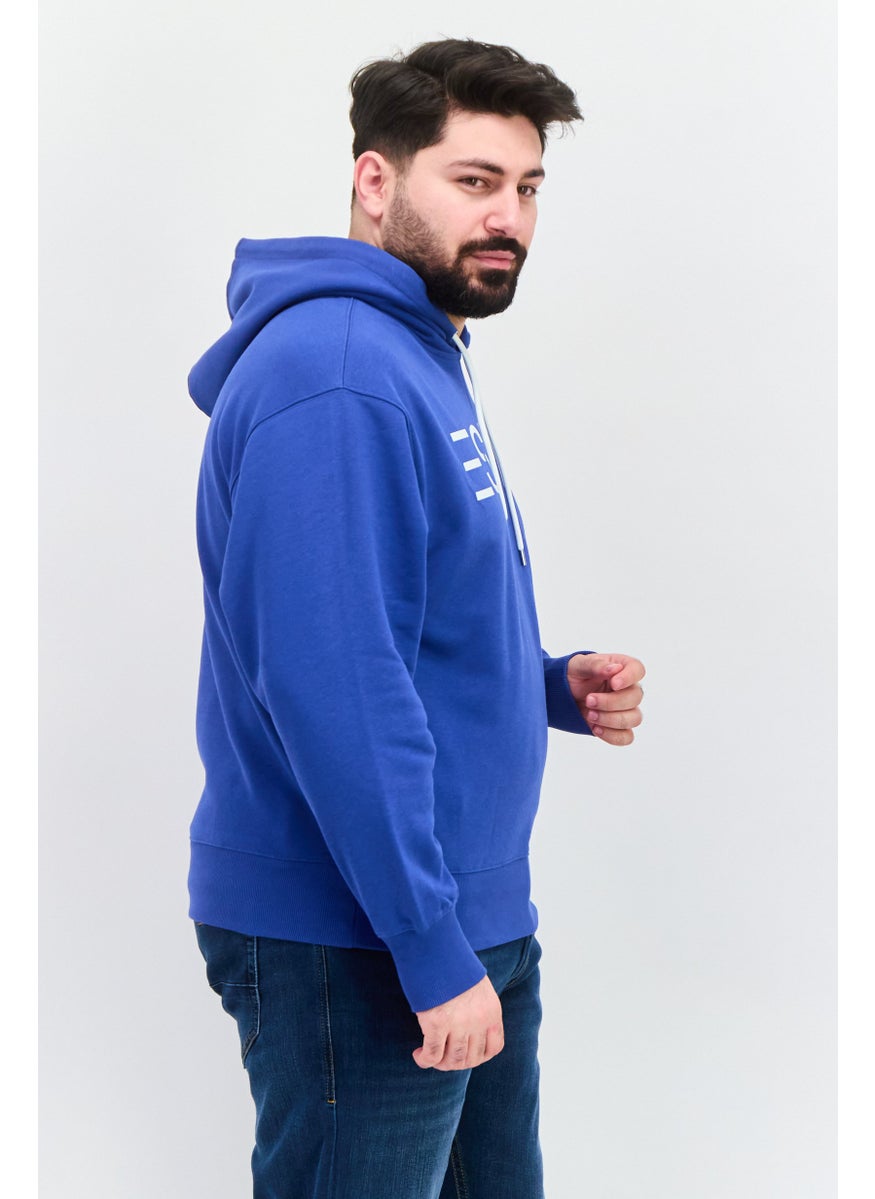 ESPRIT - Men Hood Neck Brand Logo Long Sleeves Hoodie, Blue - Image 1