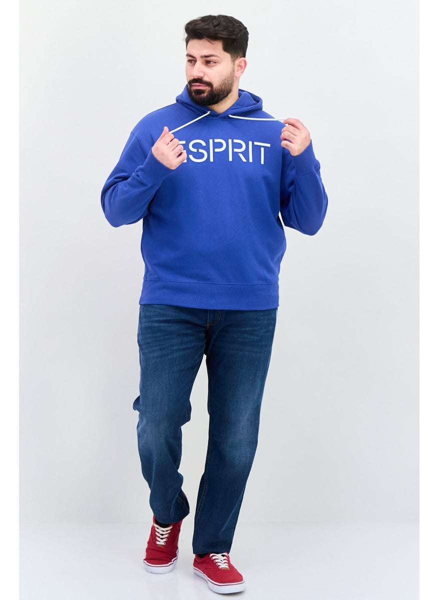 ESPRIT - Men Hood Neck Brand Logo Long Sleeves Hoodie, Blue - Image 1