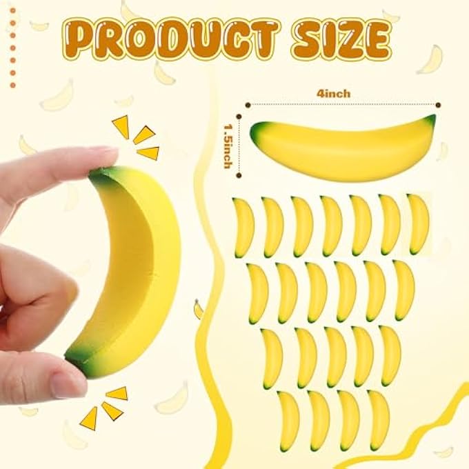 Jerify 100 Pieces Banana Sensory Toy PU Tiny Banana Stretchy Banana Fidget Toy Stress Banana for Stress Relief Party Favors (3.94 Inches) - Image 2