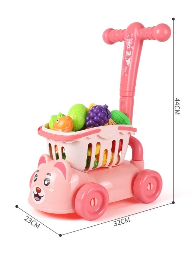 Children'S Shopping Cart Boy Toys Baby Carriage Toys Toddler Toy Cart Shopping Cart Toys Children'S Stroller Baby Carriage Shopping Cart Educational Baby Plastic - Image 2