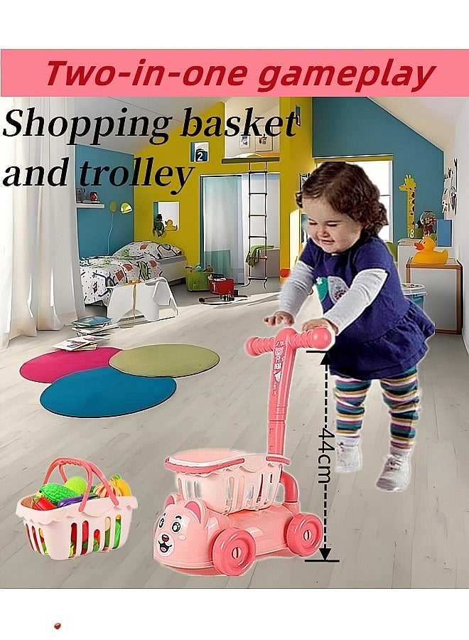 Children'S Shopping Cart Boy Toys Baby Carriage Toys Toddler Toy Cart Shopping Cart Toys Children'S Stroller Baby Carriage Shopping Cart Educational Baby Plastic - Image 1