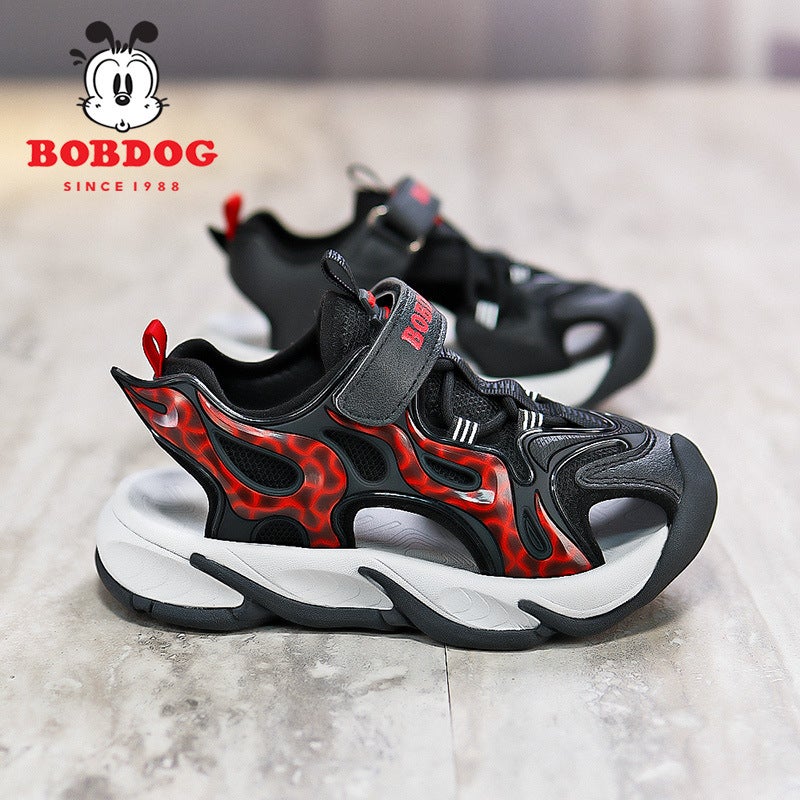 Babudou Boys Baotou Sandals 2024 Summer Children'S Sports Hollow Breathable Soft Sole Anti-Slip Beach Shoes Lightweight - Image 1