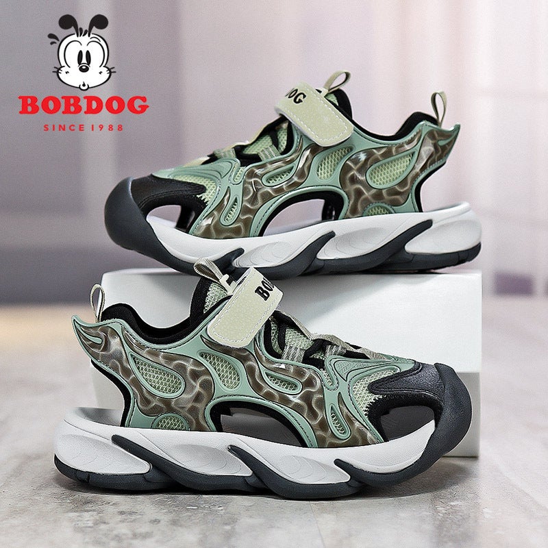 Babudou Boys Baotou Sandals 2024 Summer Children'S Sports Hollow Breathable Soft Sole Anti-Slip Beach Shoes Lightweight - Image 3