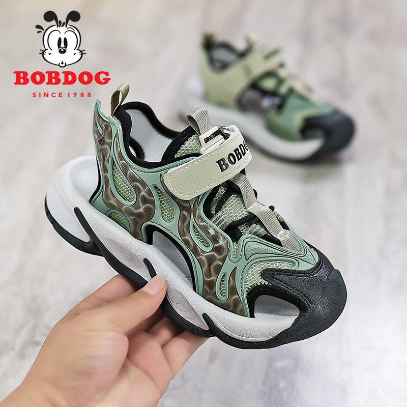 Babudou Boys Baotou Sandals 2024 Summer Children'S Sports Hollow Breathable Soft Sole Anti-Slip Beach Shoes Lightweight - Image 2