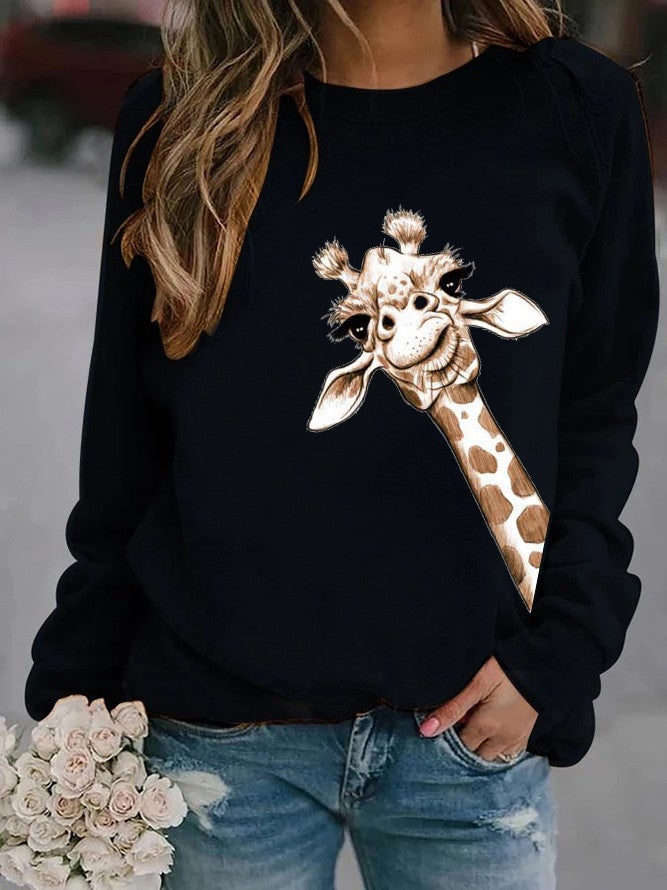 2025 foreign trade new giraffe printed mens and womens crew neck vests WISH a generation of hair black without cap