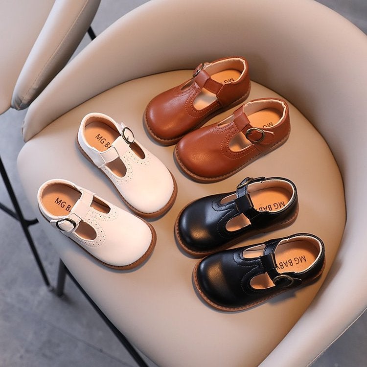 أحذية أطفال جلدية على الطراز البريطاني مع فيلكرو، أحذية أطفال ناعمة القاع، أحذية أميرات للبنات، أحذية أولاد على الطراز الكوري للأطفال - Image 2