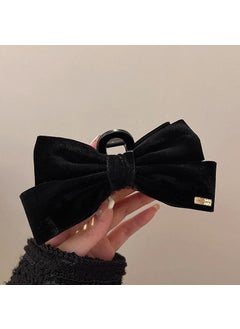 Generic Princess on the run headdress oversized grab clip shark clip high-grade double-sided bow hairpin back head hair accessories Black velvet labeling bow large gripper 