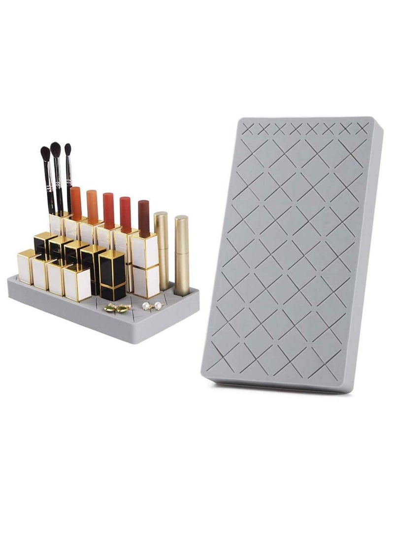 SYOSI Lipsticks Silicone Holder Upgraded Cosmetic Display Case Organizer Stand for Lip Stick Nail Polish, Brushes Eyebrow Pencil and More Premium Makeup Storage Case - Image 1
