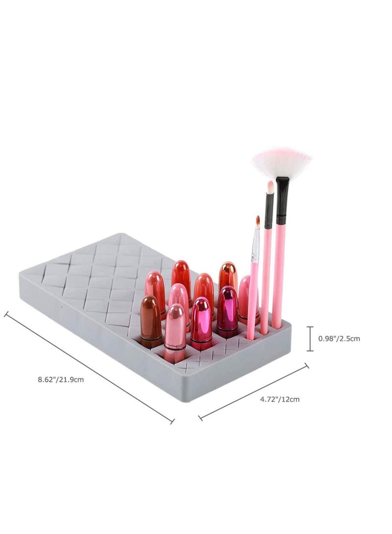 SYOSI Lipsticks Silicone Holder Upgraded Cosmetic Display Case Organizer Stand for Lip Stick Nail Polish, Brushes Eyebrow Pencil and More Premium Makeup Storage Case - Image 3