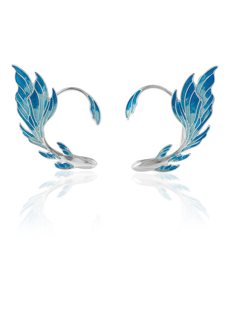 Excefore Metal Elf Ear Cuffs Fairy Earrings Blue Anime Style for Women  - Image 1