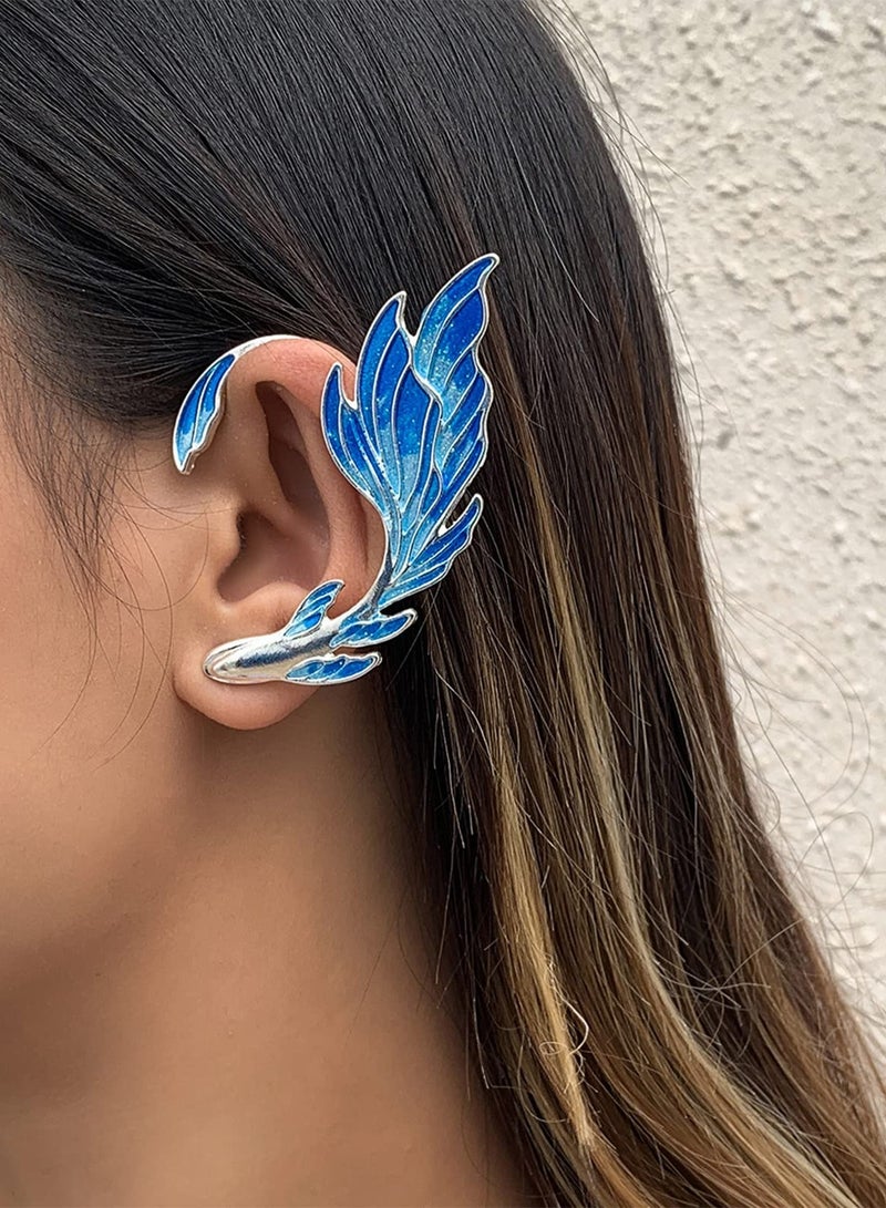 Excefore Metal Elf Ear Cuffs Fairy Earrings Blue Anime Style for Women  - Image 3