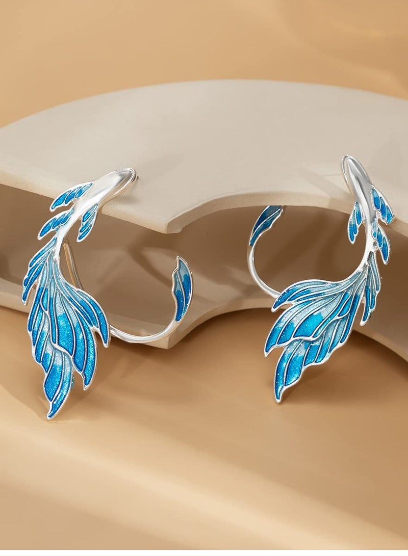 Excefore Metal Elf Ear Cuffs Fairy Earrings Blue Anime Style for Women  - Image 4