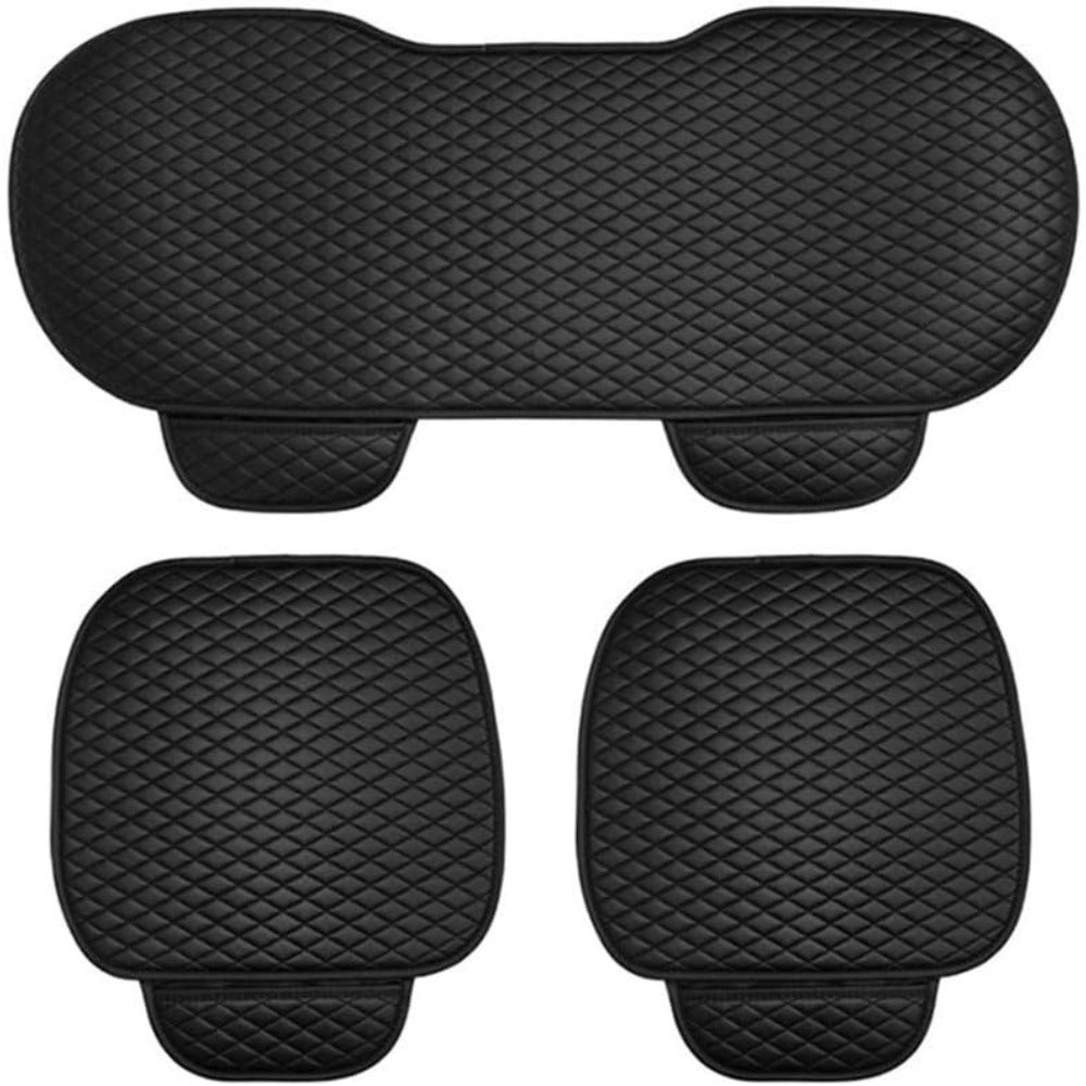 3 Pieces/SET Universal Leather Car Seat Cover 2pcs Front Seat Covers and 1pcs Backseat Seat Cover Black