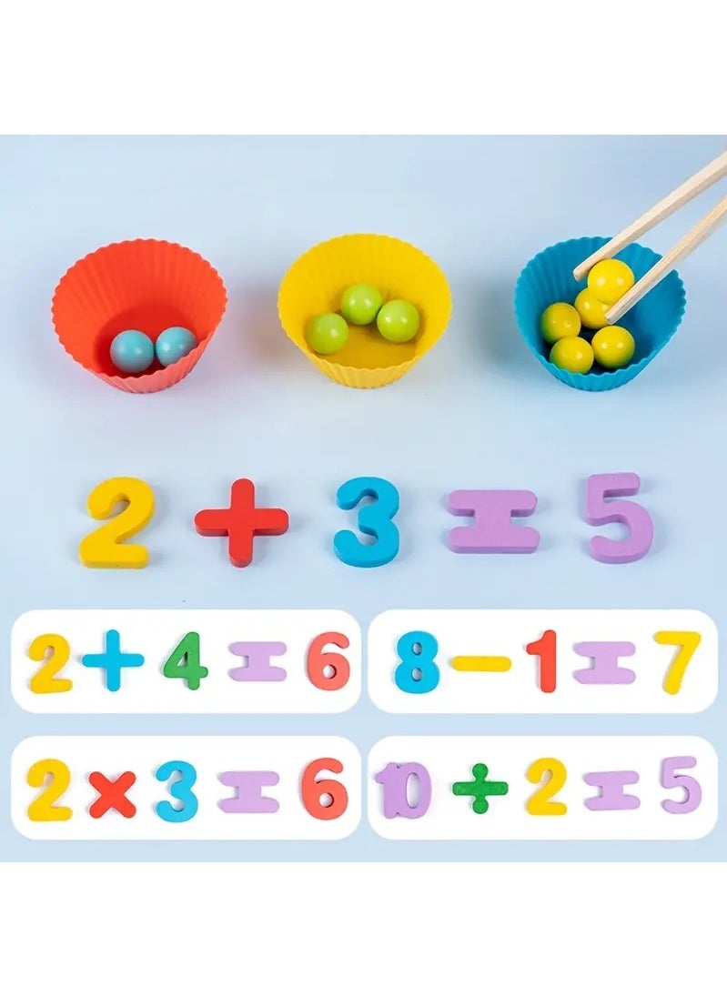 Haidue - 1 Set Montessori Math Teaching Aids Baby Number Cognition Matching Puzzle Intelligence Boosting Clip Beads Fine Motor Skills Development Educational Toy for Children - Image 1