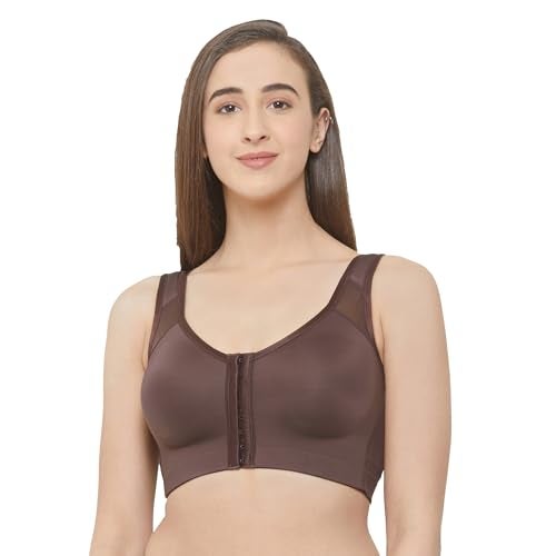 SOIE Front Closure Bra for Women|Full Coverage|Non-Padded & Non-Wired|Cross Back Support & Posture Corrector|Everyday Bra(CB-334 Fudge XL) - Image 1