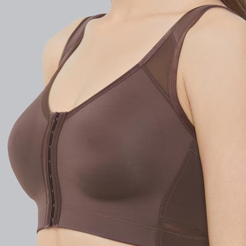 SOIE Front Closure Bra for Women|Full Coverage|Non-Padded & Non-Wired|Cross Back Support & Posture Corrector|Everyday Bra(CB-334 Fudge XL) - Image 4
