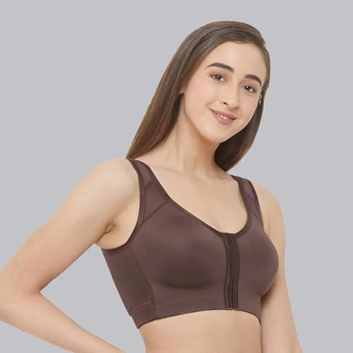 SOIE Front Closure Bra for Women|Full Coverage|Non-Padded & Non-Wired|Cross Back Support & Posture Corrector|Everyday Bra(CB-334 Fudge XL) - Image 2