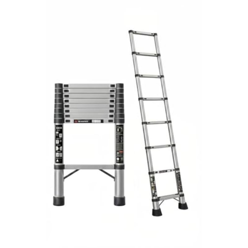 3.1m Aluminium Telescopic Ladder, 7kg Lightweight Portable Extension Ladder for Home, RV and Office, 150kg Load Capacity, Heavy Duty Folding Steps with Non-Slip Feet - Image 1