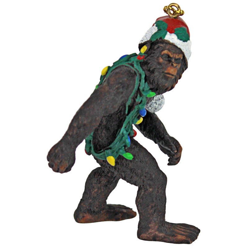 ديزاين توسكانو تصميم Toscano bigfoot the Holiday Yeti مع Santa Hat Funny Christmas Tree Ornament 2 بوصة واسعة 1 بوصة عمق 3 بوصات عالية البني - Image 5
