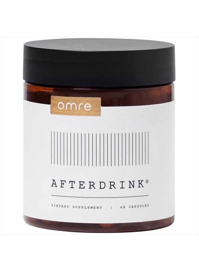 omre AfterDrink Restore Pills with Milk Thistle, DHM, Vitamin B, Ginger & Herbal Extracts - Pre & Post Drinking Supplement with Liver Support for Better Mornings - Made in USA (48 Caps) - Image 1