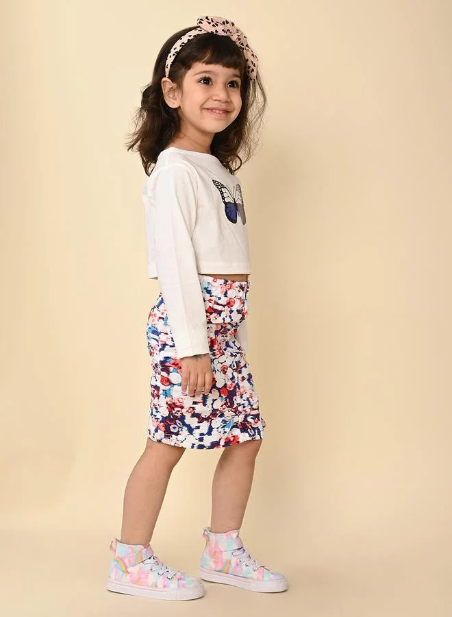 ليل بيكس طقم ملابس بناتي أبيض وأزرق