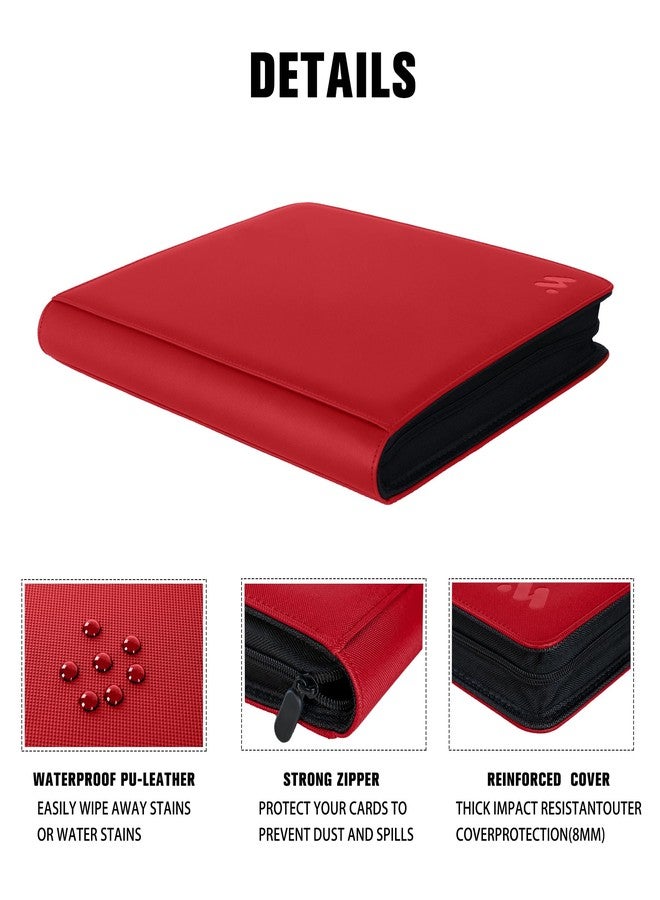 MORABTO Premium 1000+ Pockets Card Binder,16 Pockets Trading Card Binder Ringless Side Loading Trading Card Album Folder for TCG -Red - Image 5