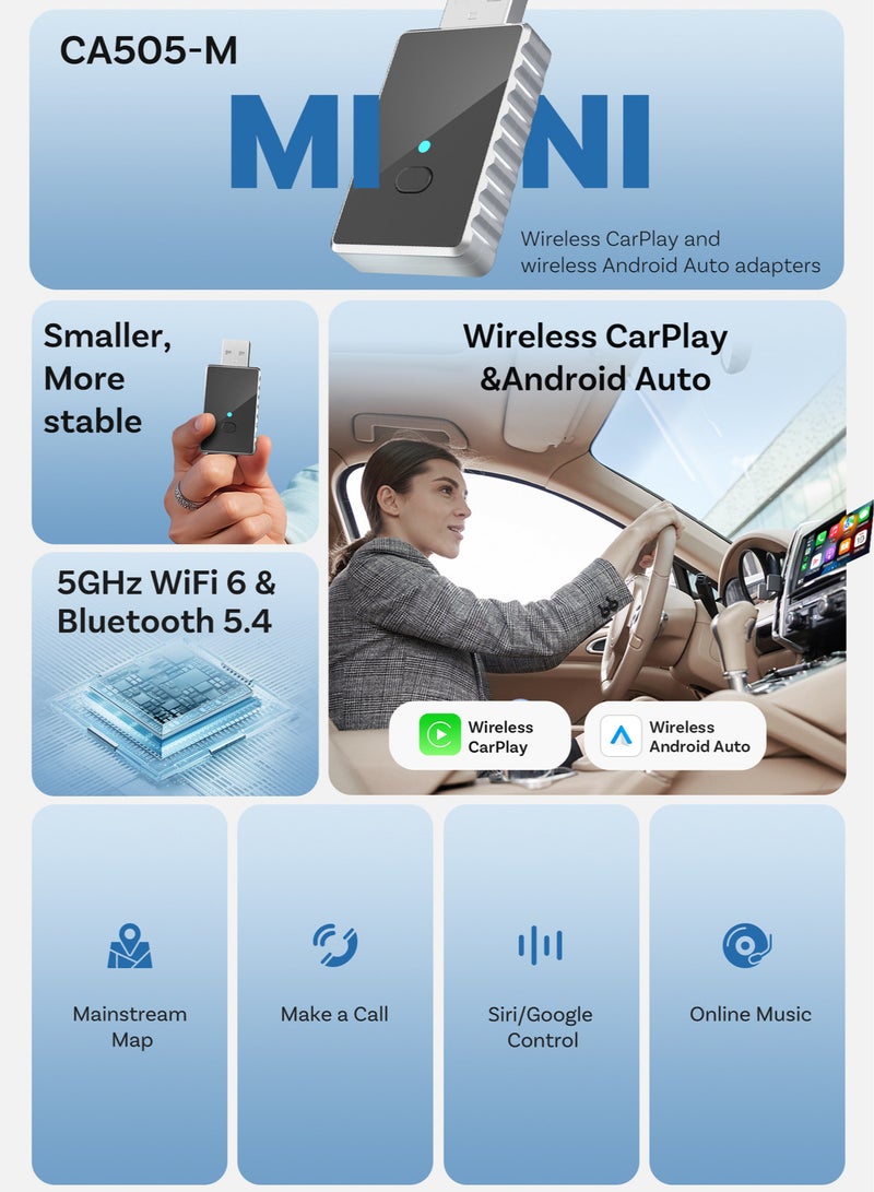 Wired to Wireless CarPlay Box, Upgraded Android Smart Car Module, Plug & Play USB, Compatible with iPhone iOS 10+ & Android 11+, Supports 98% Car Models - Image 3