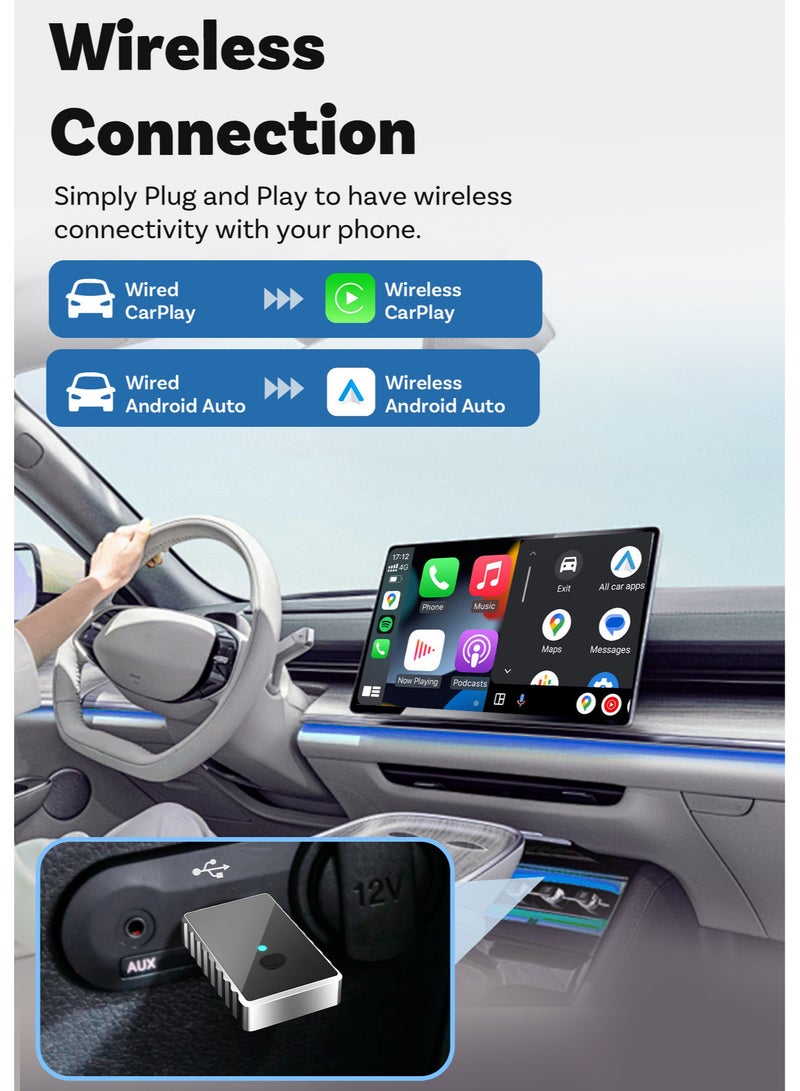 Wired to Wireless CarPlay Box, Upgraded Android Smart Car Module, Plug & Play USB, Compatible with iPhone iOS 10+ & Android 11+, Supports 98% Car Models - Image 4