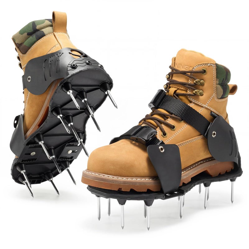 NINGO Pre-Assembled Lawn Aerator Shoes for Yard Grass, Aerator Lawn Tool with Heavy Duty Spikes for Effectively Aerating Lawn Soil, Air Aerator Tool with Adjustable Dual-Buckle for Men's Sizes 6-14 - Image 1