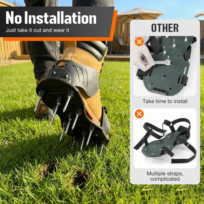 NINGO Pre-Assembled Lawn Aerator Shoes for Yard Grass, Aerator Lawn Tool with Heavy Duty Spikes for Effectively Aerating Lawn Soil, Air Aerator Tool with Adjustable Dual-Buckle for Men's Sizes 6-14 - Image 2