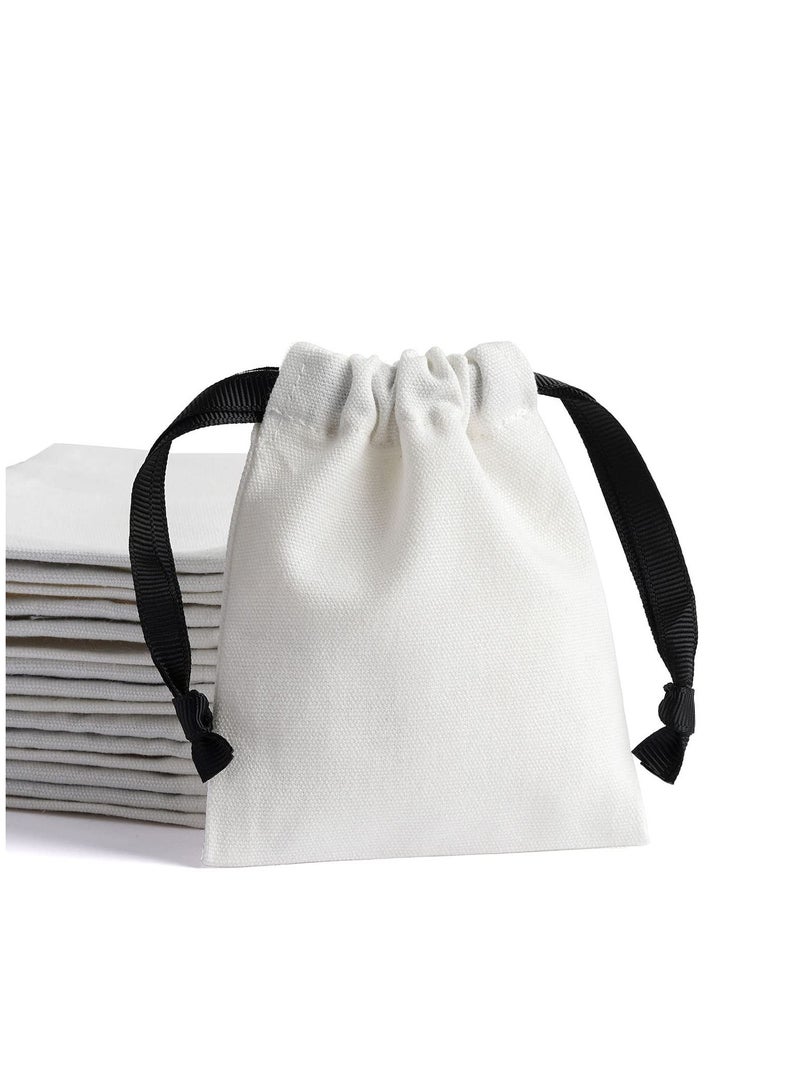 Excefore Reusable Cotton Drawstring Bags, 20 Pack Cotton Muslin Bags, Suitable for Party Wedding Storage Home Supplies (White, 4 x 3.15" ) - Image 1