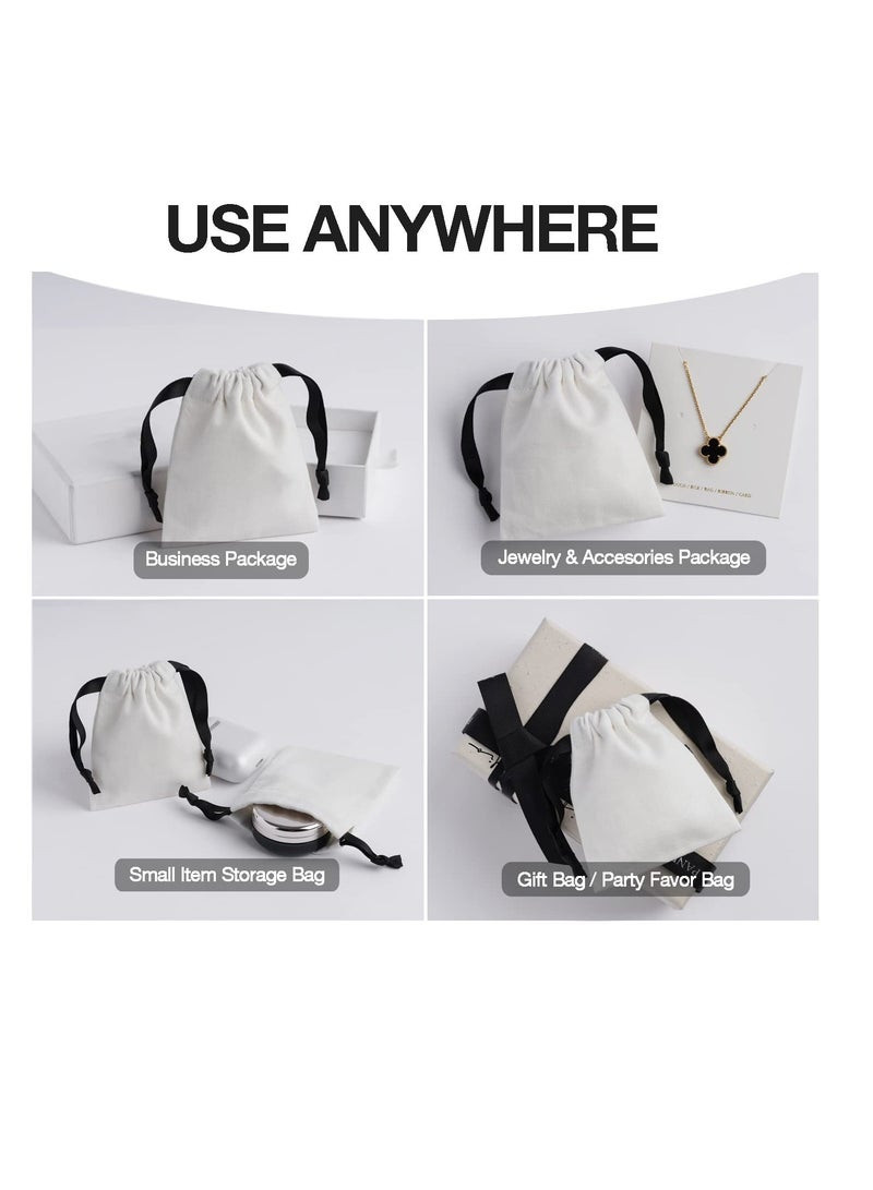 Excefore Reusable Cotton Drawstring Bags, 20 Pack Cotton Muslin Bags, Suitable for Party Wedding Storage Home Supplies (White, 4 x 3.15" ) - Image 2