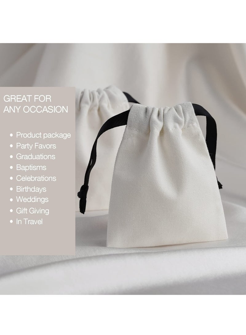 Excefore Reusable Cotton Drawstring Bags, 20 Pack Cotton Muslin Bags, Suitable for Party Wedding Storage Home Supplies (White, 4 x 3.15" ) - Image 3