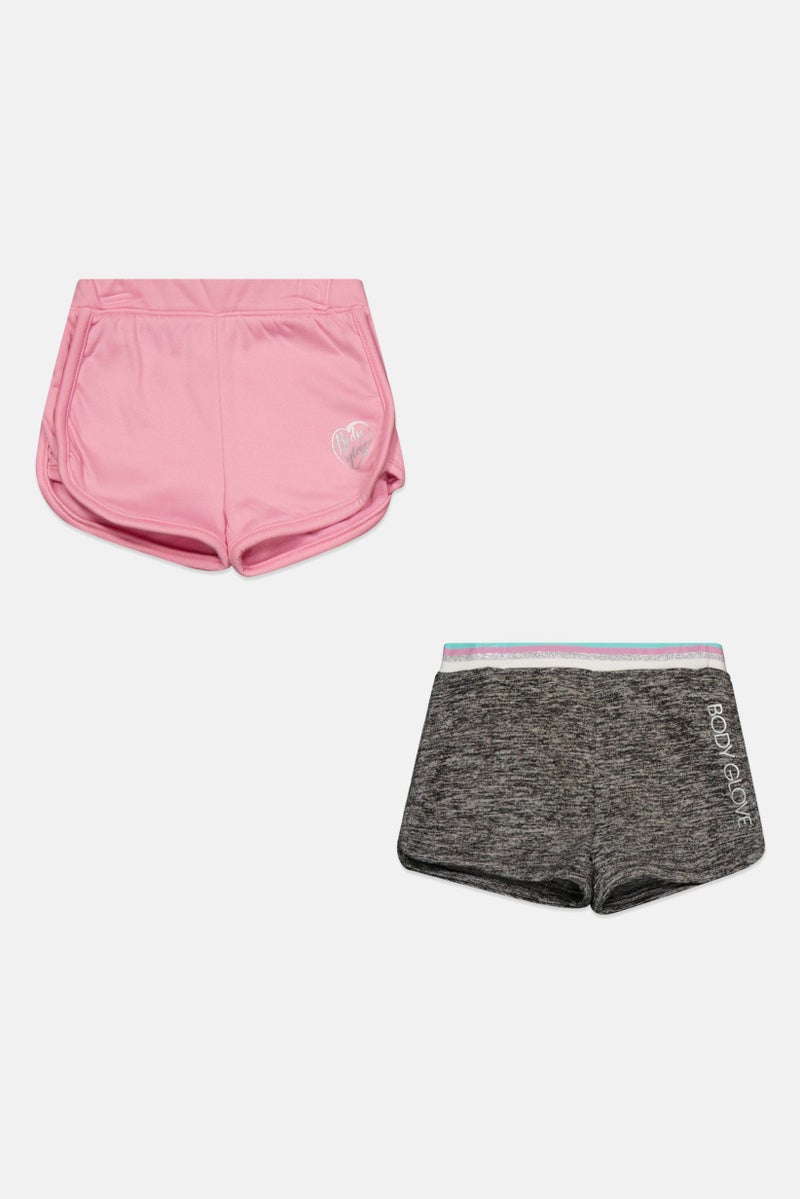 Body Glove Toddlers Girl 2 Pack Shorts, Pink - Image 1