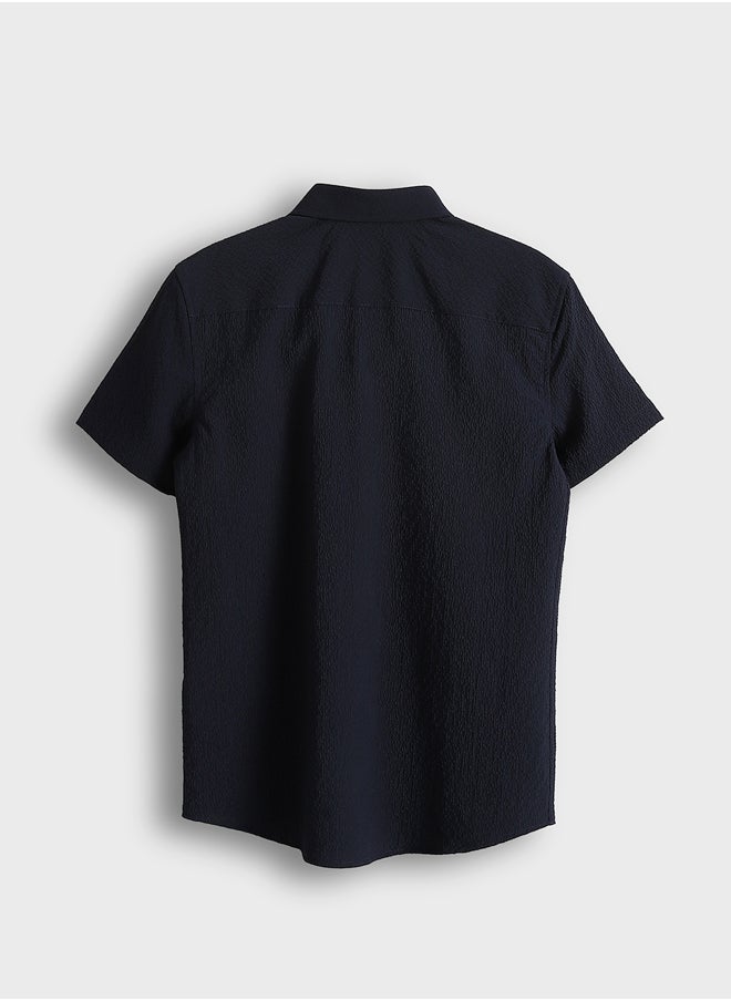 Regular Fit Short Sleeve Dobby Men's Shirt