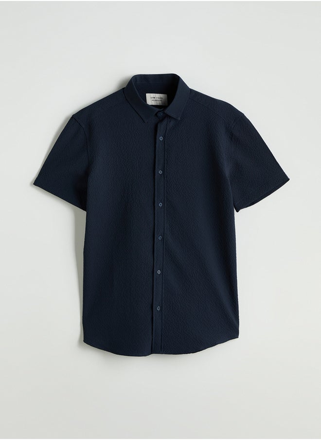 Regular Fit Short Sleeve Dobby Men's Shirt
