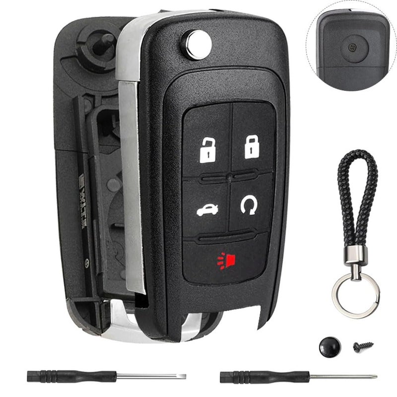 JJCHQ 5 Button Key Fob Shell Replacement for Chevy Cruze Camaro Impala Equinox GMC Terrain Buick Regal Lacrosse 2017 2016 2015 2014 2013 2012 2011 2010 OHT01060512 Keyless Entry Remote Flip Car Key Fob Case - Image 1